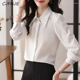 Women's Blouses CJFHJE Professional Wear OL White Shirt Korean Fashion Inner Style Classic Women Long Sleeved Slim Fit Top