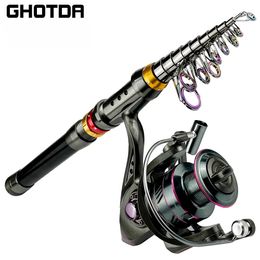 1.8-3.6m Carbon Fibre Spinning Fishing Rod 13BB Reel Combo Telescopic Fishing Pole Spinning Reel Kit Max Resistance 3-8kg Pesca 240424