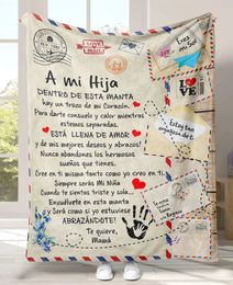 Super Soft Flannel Blanket To My Daughter Son Granddaughter From Mom Dad Spanish Version Sofa Bed Throw Blankets Birthday Gifts 240418