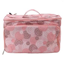 Storage Bags Knitting Bag Pink Oxford Cloth DIY Multifunctional Portable Crochet Holder With Dividers For Needles Yarn Balls