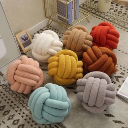 Pillow Hand Knot Solid Colour Plush Twist Pillows Hand-woven Sofa Seat Office Chair Home Decorations