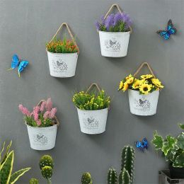 Decorations Wall Hanging Planter Plant Pot Flower Basket Garden Succulent Container Metal Iron Flower Holder Home Balcony Garden Decoration