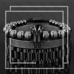 Fashion Designer Bracelet 3pcs/set Imperial Crown King Mens Bracelet Pave CZ Gold Bracelets for Men Luxury Charm Fashion Cuff Bangle Birthday Jewelry 497