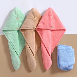 Towels Microfiber Hair Towel,Super Absorbent Hair Towel .Care Cap with Button.Wrap Fast Drying Hair Wraps for .Women Bathroom Accessori
