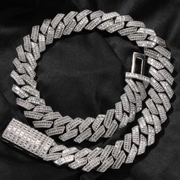 20mm 16-24inch NEW Men Baguette HipHop Necklace Bracelet Heavy Gold Silver Color Cuban Chain Iced Out Zirconia Miami Link Fashion Rock Rapper Jewelry