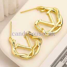 High Quality Never Fade 18K Gold Ear Stud Designer Brand Letter Earrings Geometry Star Earring Inlaid Crystal Wedding Fashion Jewellery Accessories