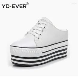 Fitness Shoes 7cm Canvas Women Platform Wedge High Heel Casual Lace Up Slippers Hight Increasing Sneakers Pumps 6se3