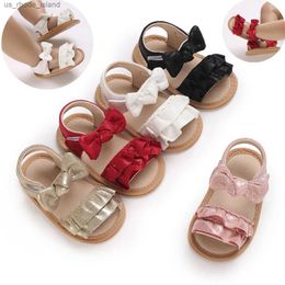 Sandaler förskolekribbskor sommar baby flicka sandaler prinsessan pu pull rem platt non slip gummi ensamma lättvikt nyfödda girll240429