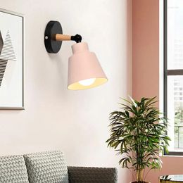 Wall Lamp Nordic Macaroon 6 Color Steering Head Modern Wooden Bedroom Light Bedside Decor Entrance Lighting Fixtures