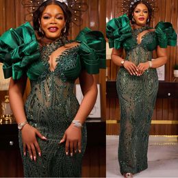 Dark Ebi Green Ao Sheath Prom Dre Sheer Neck Sequined Lace Evening Formal Party Second Reception Th Birthday Engagement Gown Dree Robe De Soiree