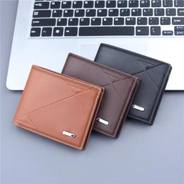 Wallets Short Wallet Card Bag Leather Men Money Clip Purse Folding Large Capacity Multiple Slots Storage