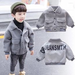 Down Coat Unisex Thick Warm Artificial Wool Outerwear Boys Girls Suede Jacket Winter Kids Windproof Children Clothing