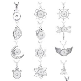 Pendant Necklaces Mixed Styles Snap Button Necklace 18Mm Metal Heart Flower Moon Snaps Buttons For Women Jewellery Gift Drop De Dhgarden Dhhj8