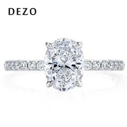 Band Rings DEZO Oval Cut 2ct Card Mosonite Diamond Engagement RD Solid 925 SterlSilver Wedding Womens Promise Jewellery J240429