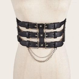 Belts Y2K Hollow Chain Women Waist Belt Wide Underbust Elastic Slim Bustier Corset Cummerbunds