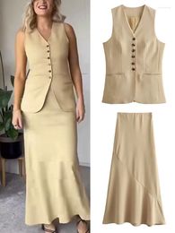 Work Dresses 2024 Women Summer 2-Pieces Sets Fashion Solid Vests Coats And Skirts Female Elegant Street Two Suits Clothing