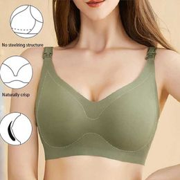 Bras Ultra Thin Laser Cutting Ladies Fding Bra Removable Padded Breastfding Bras Plus Size Push Up Maternity Nursing Bra Y240426