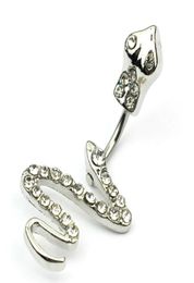 Snake Navel Ring Anti Allergy Stainless Steel Belly Button Rings CZ Navel Bar for Men and Women5099460