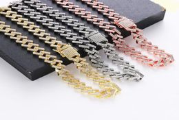 Fashion Hip Hop Jewellery Mens Gold Silver Miami Cuban Link Chain Necklaces Bling Diamond Iced Out Chian Necklace for Women Bracelet5804121