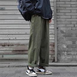 Men's Pants Latest Hong Kong Style Retro Straight Overalls Sweatpants Ins Trend Simple Loose Wide-leg Drawstring Casual Pantalones