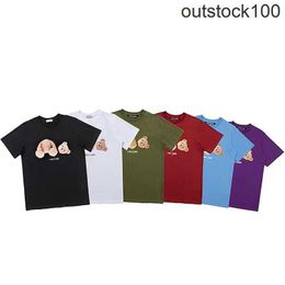 High end designer clothes for Paa Angles Trendy Head Bear Printed Short sleeved T-shirt for Men Women Couples High Street Half Sleeves With 1:1 original labels