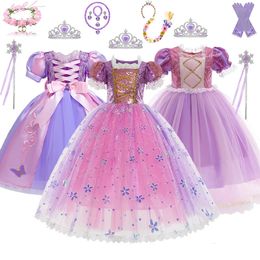 Rapunzel Dress Princess Costume For Baby Girl Cosplay Party Dress Tangled Kids Birthday Gift Halloween Costume Princess 240417