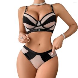 Bras Sets Sexy Lingerie For Women Bra And Panty 2pcs See Through Women's Underwear Set Splice Seamless Lace