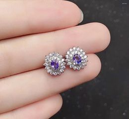 Stud Earrings Dazzling Silver Tanzanite 3mm 4mm Natural Cute 925 For Daily Wear