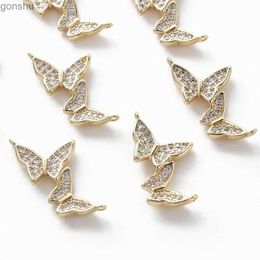 Pendant Necklaces 2 pieces of 14K gold-plated double butterfly pendants double pendants DIY necklaces making charm searching for earrings and jewelry itemsWX