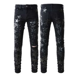 Fit Fashion 691 Stretch Mens Amiirii Jean Male 2024 Demin Star Purple High Jeans Street Fashion Youth Brand Black Five Pointed 2R39