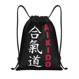 Storage Bags Custom Japanese Aikido Drawstring Bag Women Men Lightweight Samurai Martial Arts Sports Gym Backpack