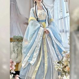 Ethnic Clothing Blue Summer Hanfu Women Chinese Traditional Embroidery Stage Dance Dress Female Fairy Cosplay Costume Hanfu Song Dynasty