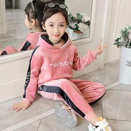 Clothing Sets Girl Boy Set Casual Toddler Baby Kids Hooded Tops Pants 2Pcs Outfits Clothes Plus Cashmere Thicken Tracksuits