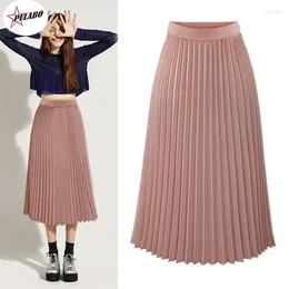 Skirts PULABO Summer Fashion Long Pleated Woman Y2k Chiffon Folded Loose Solid Colour Beach Maxi Skirt