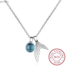 Collane a pendente 100% 925 collana lacrimale a sirena blu in argento sterling e ciondolo adatto per la tendenza delle donne squisite gioielli squisiti