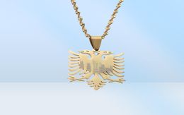 Albania Eagle Pendant Necklaces Gold Color Stainless Steel Jewelry Ethnic Gifts For Women Men1121236