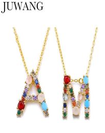 Pendant Necklaces Multicolor CZ Charm Gold 26 Alphabet Necklace Micro Pave Zircon Letter AZ Couple Jewellery Gift5620715