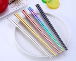 High-grade 304 stainless steel chopsticks gold-plated 5-color electroplating square home hotel set GF565 LL