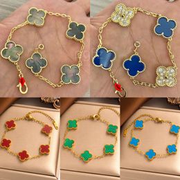 18k Gold plattiert klassisches Mode-Charmalme Armband Vierblatt Klee Designer Schmuck Juwelen elegante Perlmutter Armbänder für Frauen und Männer hohe Qualität