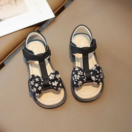 Sandals Sweet Girls Sandals Chunky Low Heel Student Daily Casual Shoes Lovely Flowers Butterfly-knot Sandals Platform Shoes Kids H04161