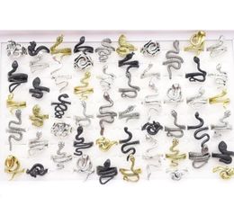 Wholesale 50pcs/Lot Rings Vintage Jewellery For Men Women Punk Style Fashion Finger Accessories Size Adjustable Party Gift Black Golden Silver Plated Mix Lot1153921