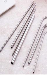 50pcs Stainless Steel 85quot 105quot Straight bend Drinking Straw dia 6mm 8mm 12mm Straws Metal Bar Family kitchen5543014