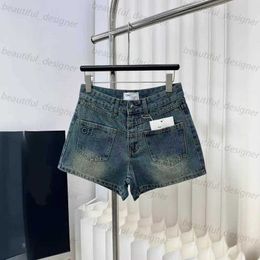 Modedesigner kvinnors jeans tidigt på våren ny akademi stil fashionabla dubbelficka hög midja ren bomull mikro elastiska korta jeans