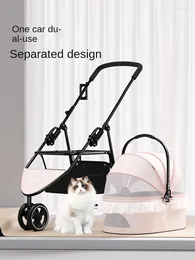 Dog Carrier Small And Medium-sized Light Pet Strollers Can Be Folded Separated Trolleys Dogs Cats Lace