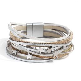 Charm Bracelets ALLYES Bohemian Multilayer Slim Strips Star Leather Bracelet For Women Fashion Chain Wrap & Bangles Jewelry