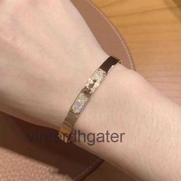 High-end Luxury Hrms Bangle Pig Nose Bracelet Womens Pure Silver Plated 18K Rose Gold Best Friend Small and Luxury Simple Exquisite Style