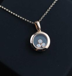 2022 New Pure 925 Sterling Silver Jewelry For Women Beach Necklace Slide Stone Pendants Happy Move Diamond Design Luxury Brand8579429