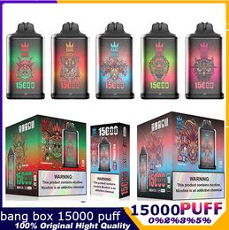 Original Bang King 15000 Puff Disposable E Cigarettes 1.0 ohm Coil 25ml Pod Battery Rechargeable 0% 2% 3% 5% Vape Pen Kit 12 Colour electronic device pre filled vs 15K puffs