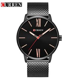 Curren Watches Men Black Steel Quartz Mens Watch Men039s Fashion Casual Sport Clock Male Wristwatch Relogio Masculino1813289