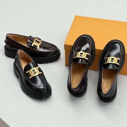 Fried Dough Twists Buckle Thick Soled Lefu Shoes Are Versatile Can Be Worn Alone. Leather is Comfortable and Increases by 4.5cm for British Women